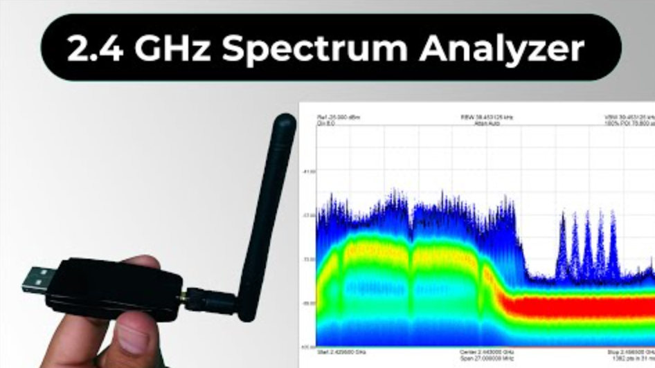 En spektrumanalysator, der viser et signal i 2,4 GHz-båndet