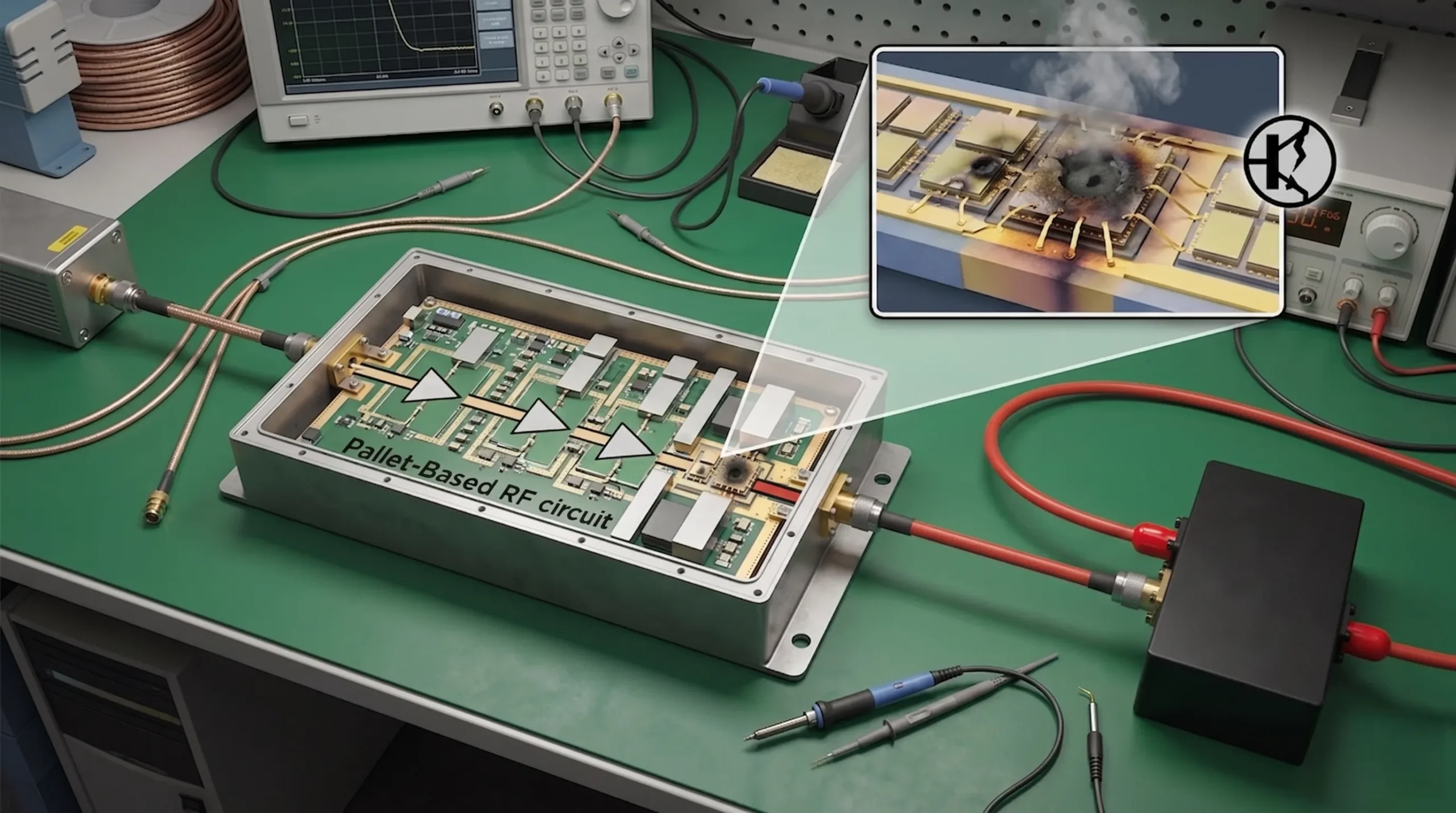 A diagram showing reflected power damaging an amplifier