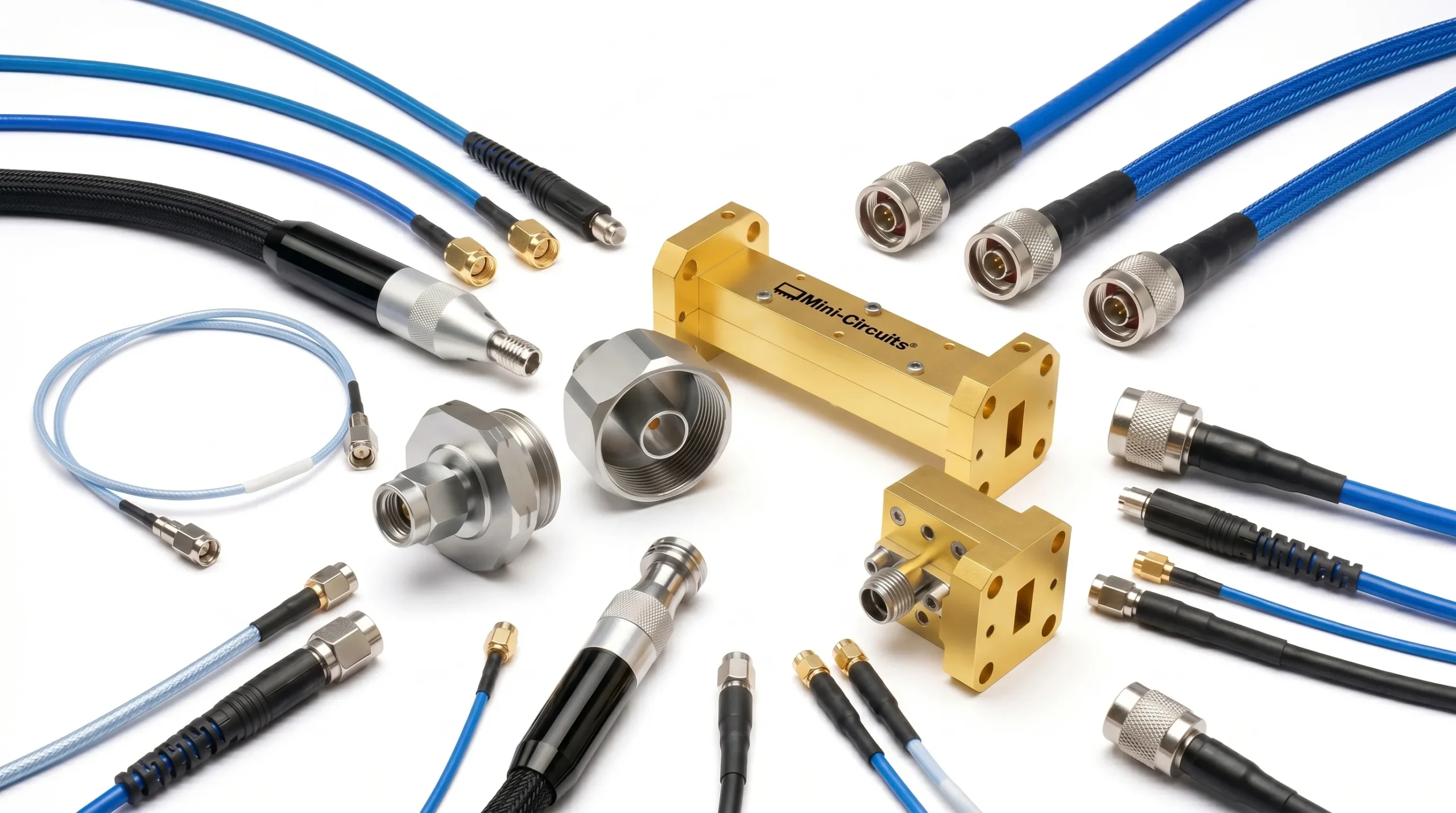 A collection of high-quality RF cables and connectors