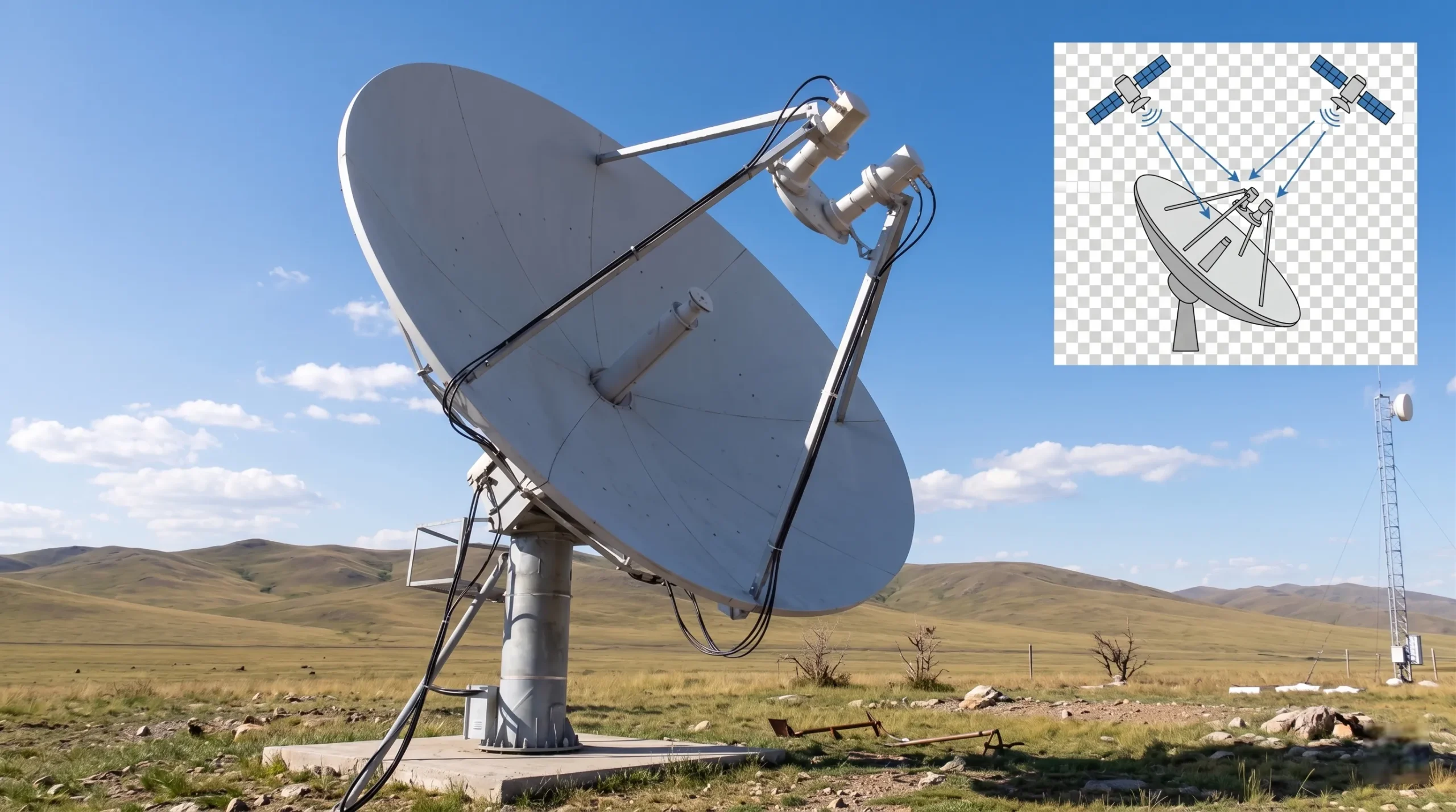 satellite dish pointing to the sky for better signal strength
