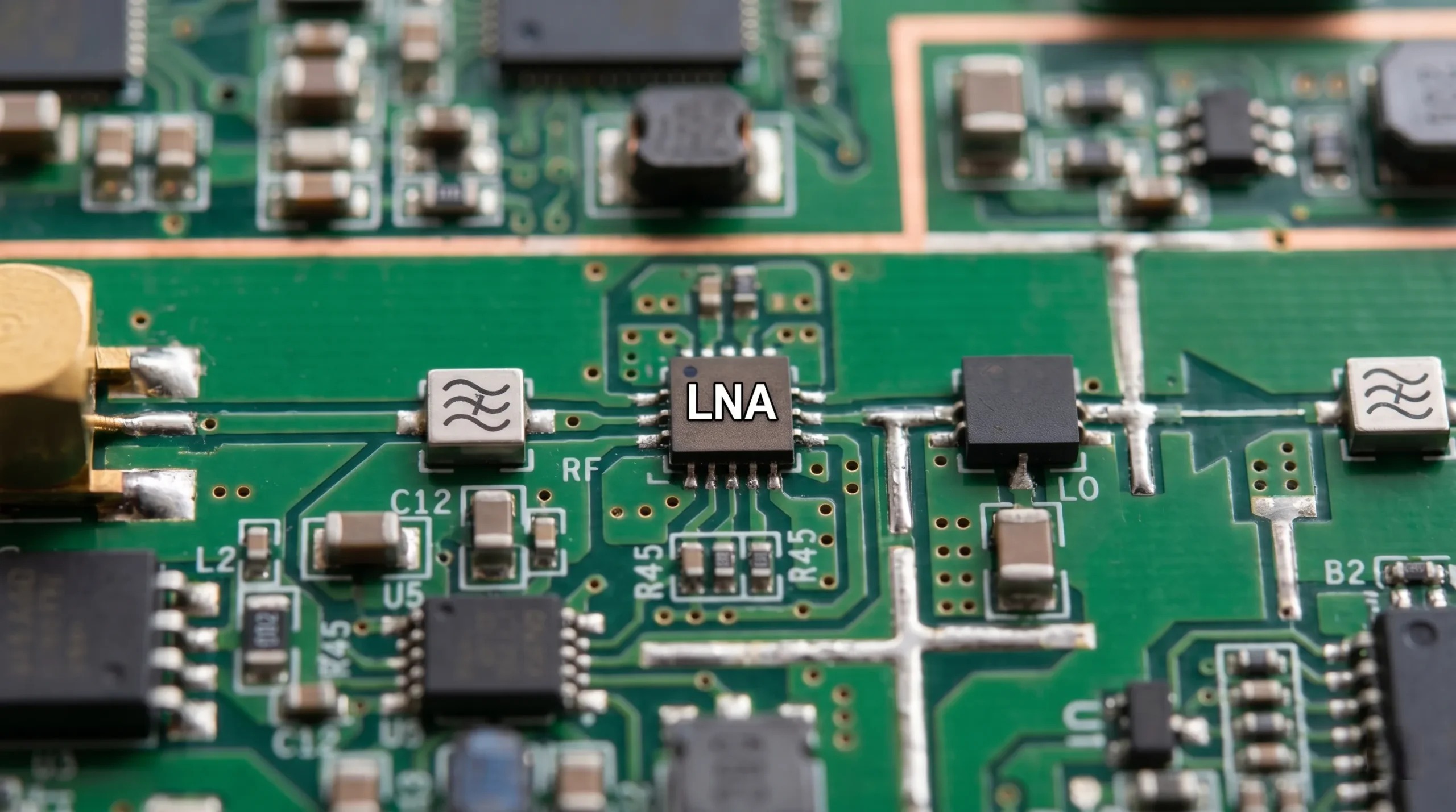 close-up of a Low-Noise Amplifier component