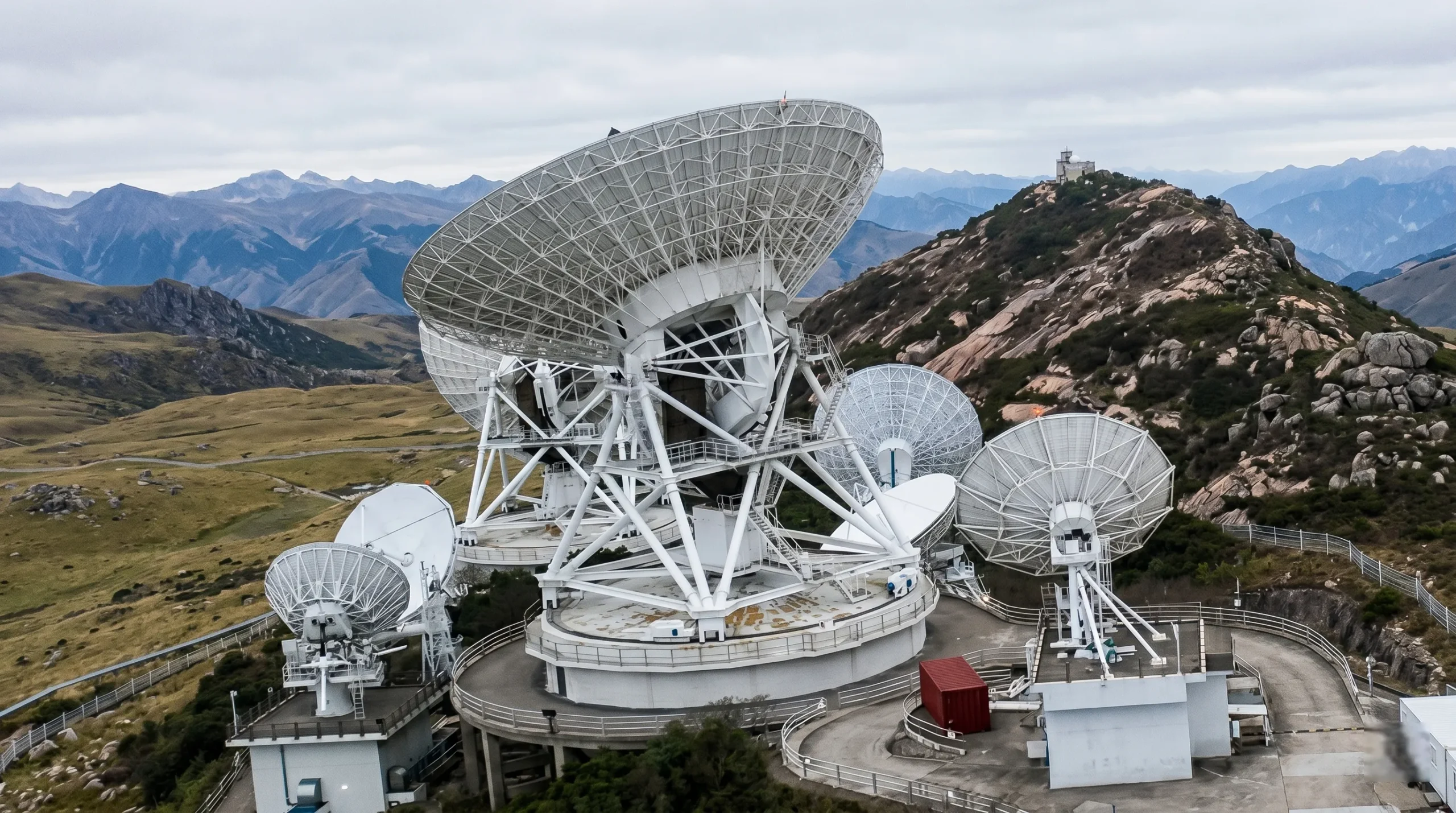 A complex and expensive satellite ground station